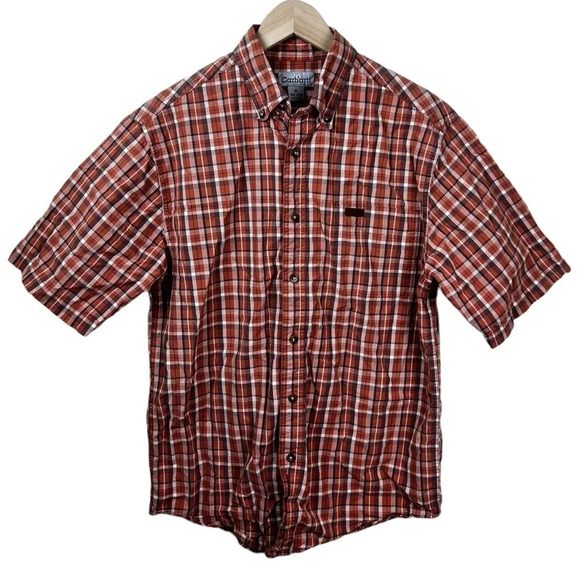 Carhartt • Orange Plaid Button Down Short Sleeve - Picture 1 of 8